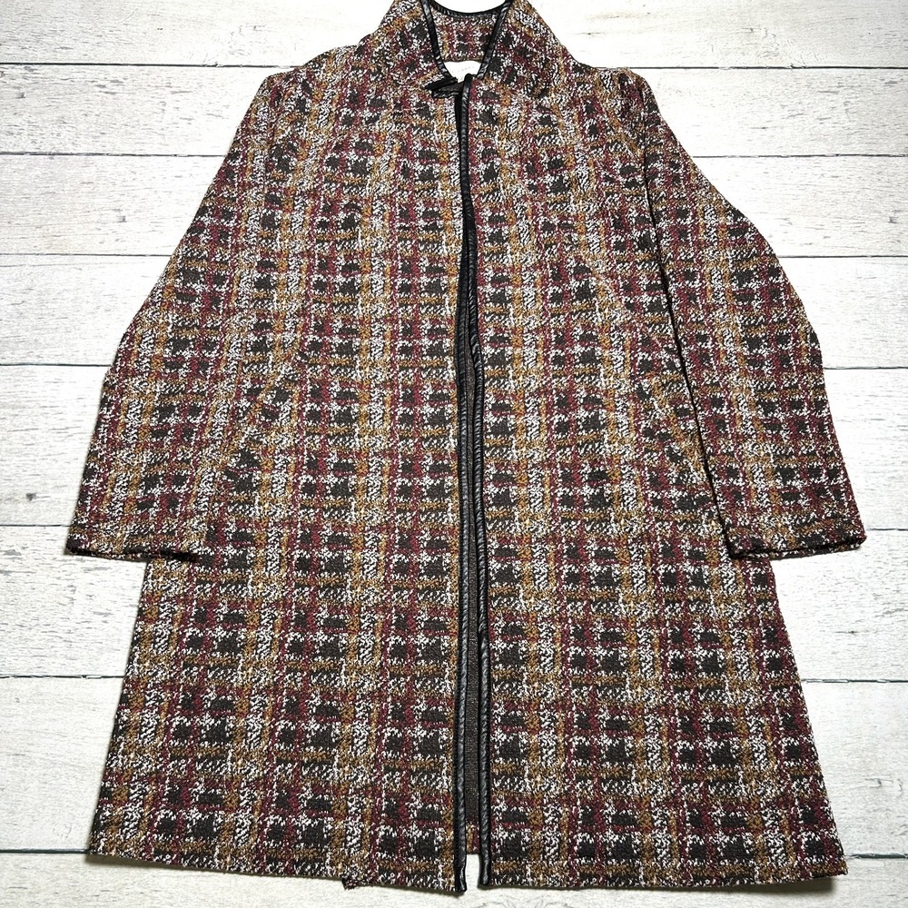 Melloday Lightweight Open Front Jacket Multicolor Tweed Blazer Womens Size M